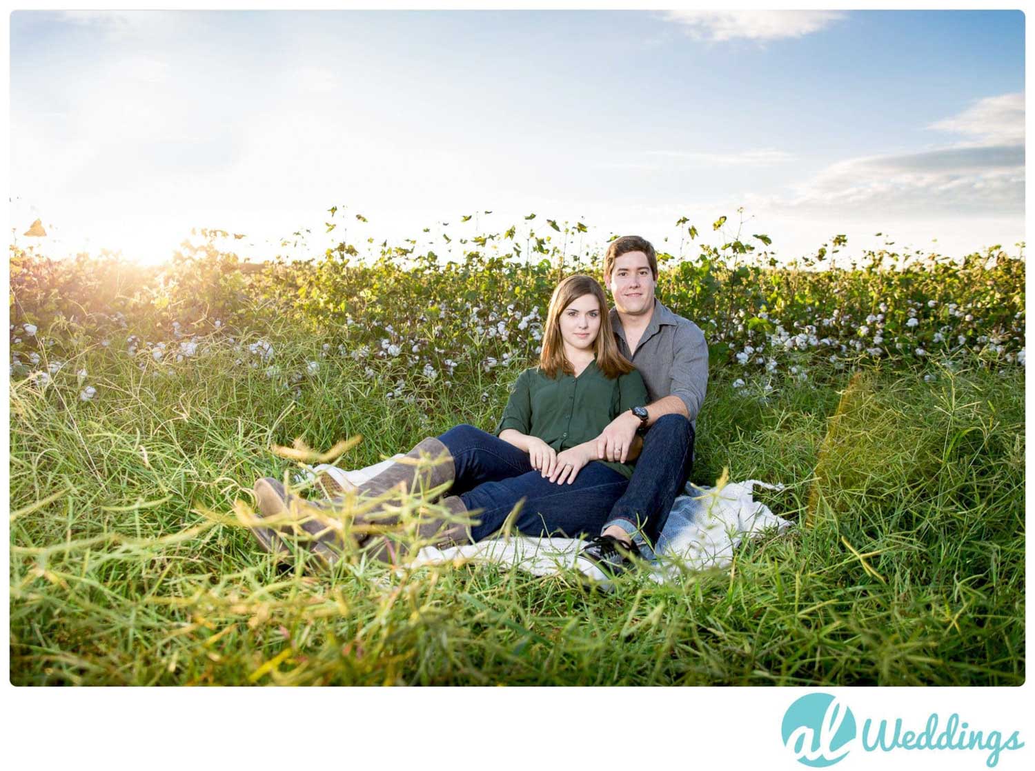 Birmingham,Dramatic,Field,Sunset,cotton,engagement,