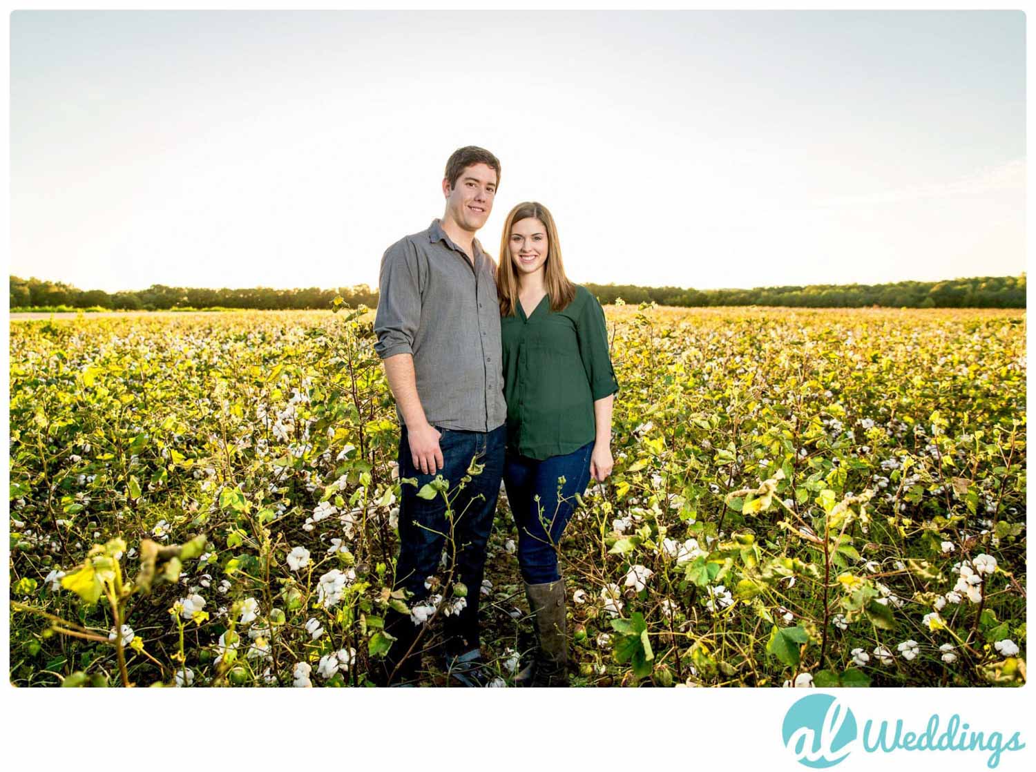 Birmingham,Dramatic,Field,Sunset,cotton,engagement,