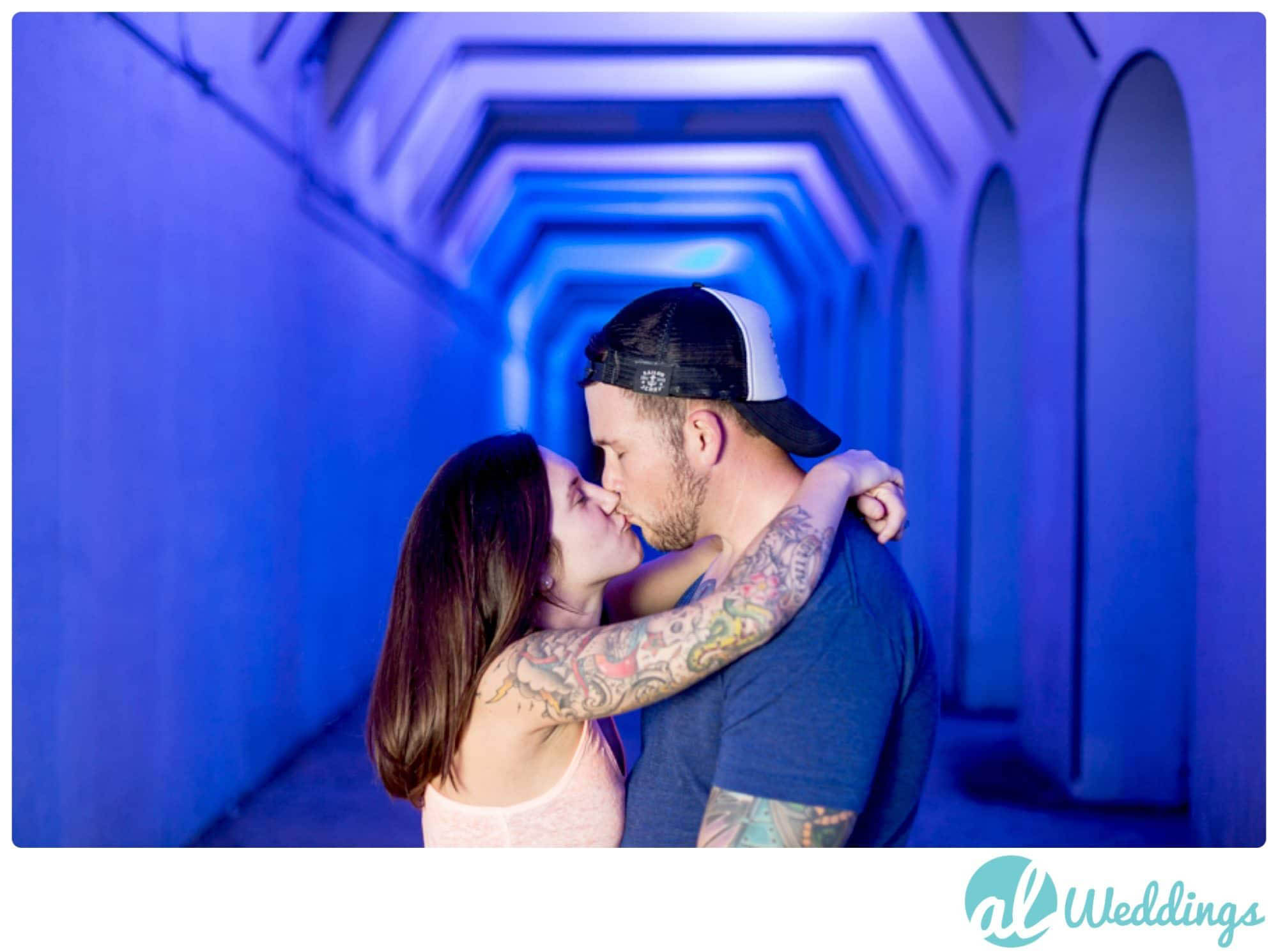 Birmingham,engagement,light,railroad park,rainbow,tunnel,