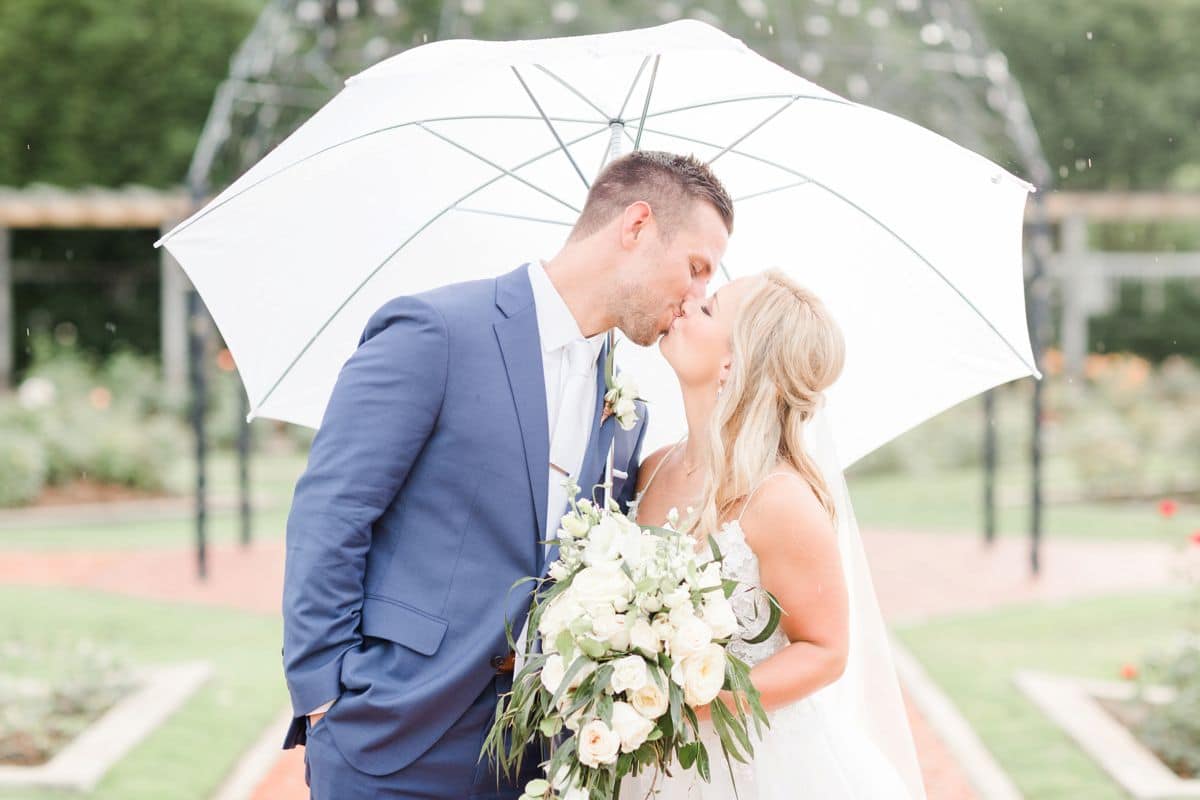 Just Married Wedding Umbrella in White - Large Size Big Enough for Bride &  Groom